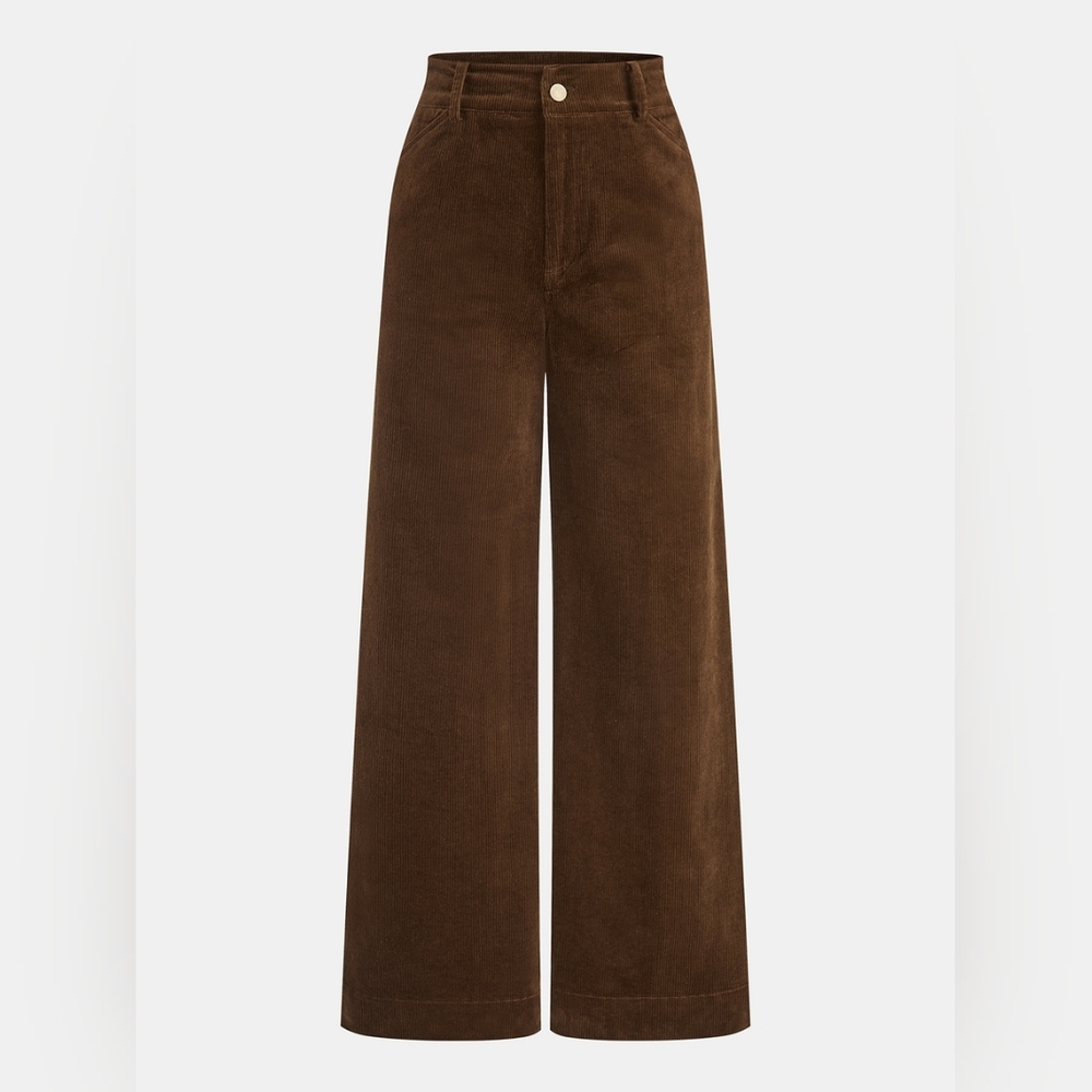 Wide-Leg Corduroy Pants - Brown